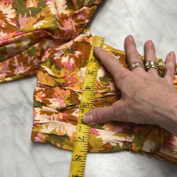 Zimmermann Cropped Cutout Floral Print Puff Sleeve Top Cotton Gauze Size 0 - Picture 11 of 16